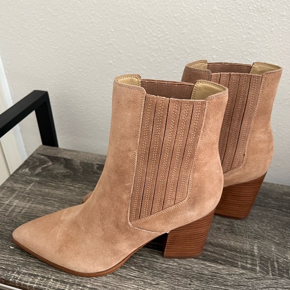 Nine West Beige Suede Ankle Booties - Picture 2 of 6